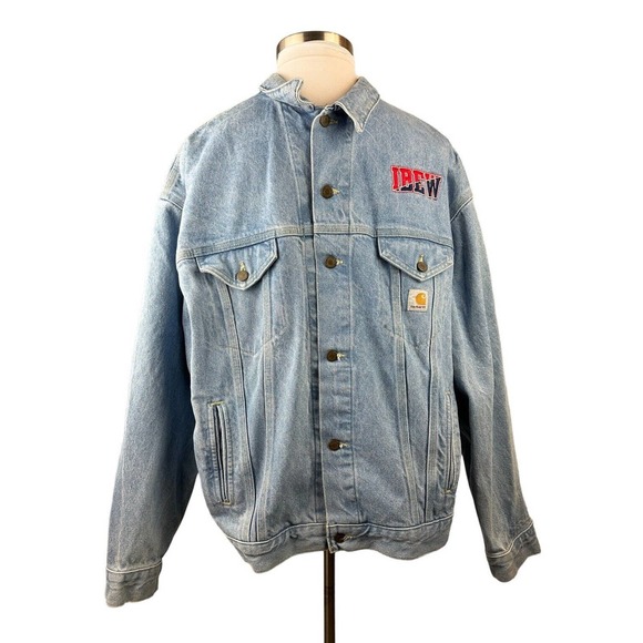 Carhartt Denim Jean Jacket Logo IBEW International Brotherhood Electrical Worker - Picture 12 of 13